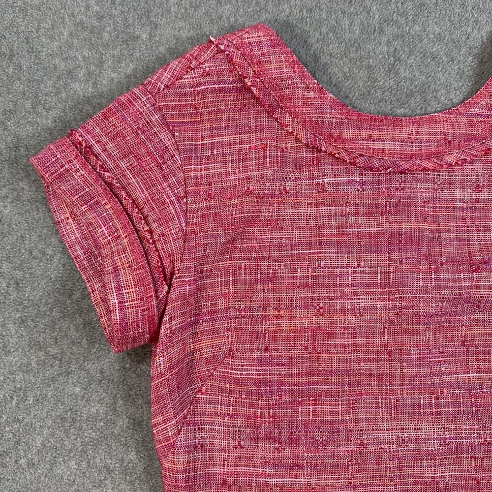 W By Worth Pink Tweed Shift Dress Women's 0 Short Sleeve High Neck Linen Blend - Picture 2 of 9